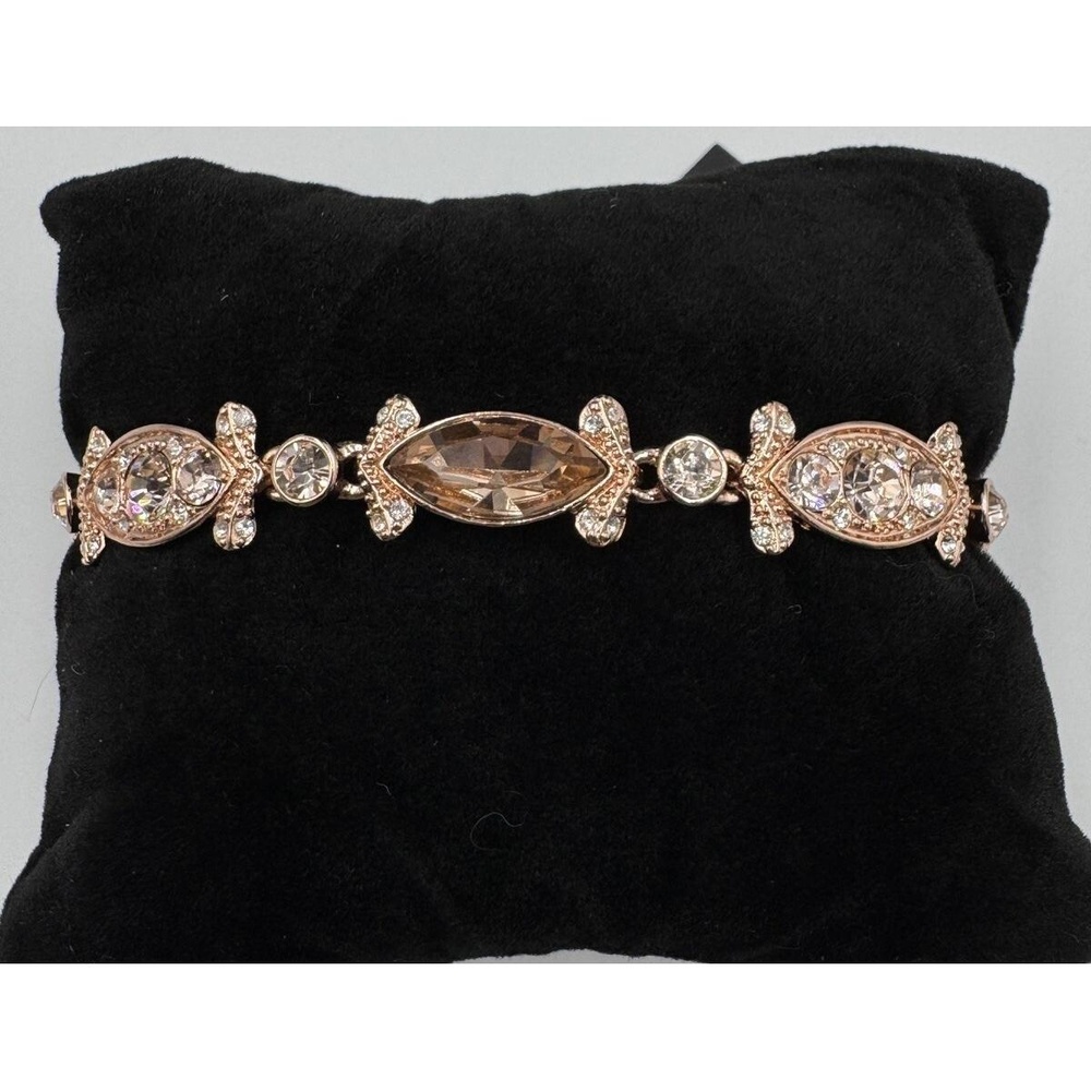 Givenchy Rose Gold Tone Parure Crystal Y Drop Necklace Bracelet Dangle Earrings - Picture 2 of 16